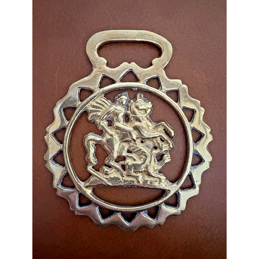 Brass Horse Medallions Equestrian Harness Awards St George and Dragon Vintage UK
